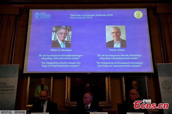 Two American economists share 2018 Nobel Prize in Economics