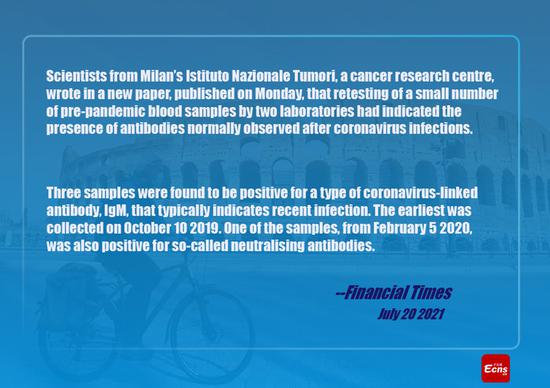Blood samples point to early COVID-19 infections in Italy