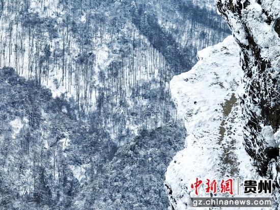 2月26日,在贵州省道真自治县大沙河国家级自然保护区拍摄的雪景(无人机照片)。 2月26日,在贵州省道真自治县大沙河国家级自然保护区拍摄的雪景(无人机照片)。